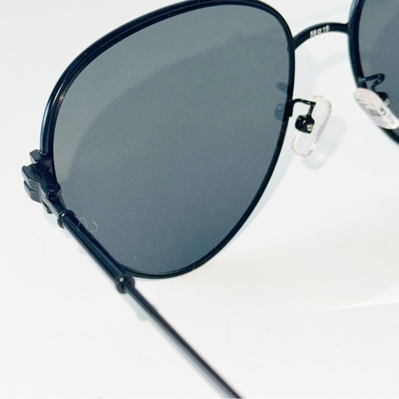 Tory Burch ELEANOR METAL PILOT SUNGLASSES Black Stylish Black Aviator 58-15-140 main image 12